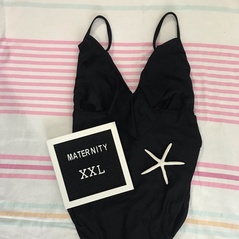 Maternity Flounce neckline one-piece